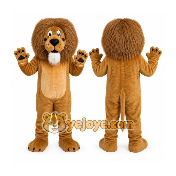 Brown Lion Mascot Costume with Custom Logo
