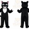 Black Cat Mascot Costume with Custom Logo
