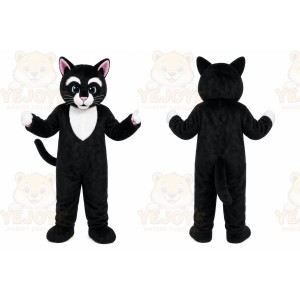Black Cat Mascot Costume with Custom Logo