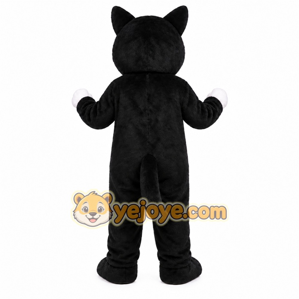 Black Cat Mascot Costume with Custom Logo Black Cat Mascot Costume with Custom Logo