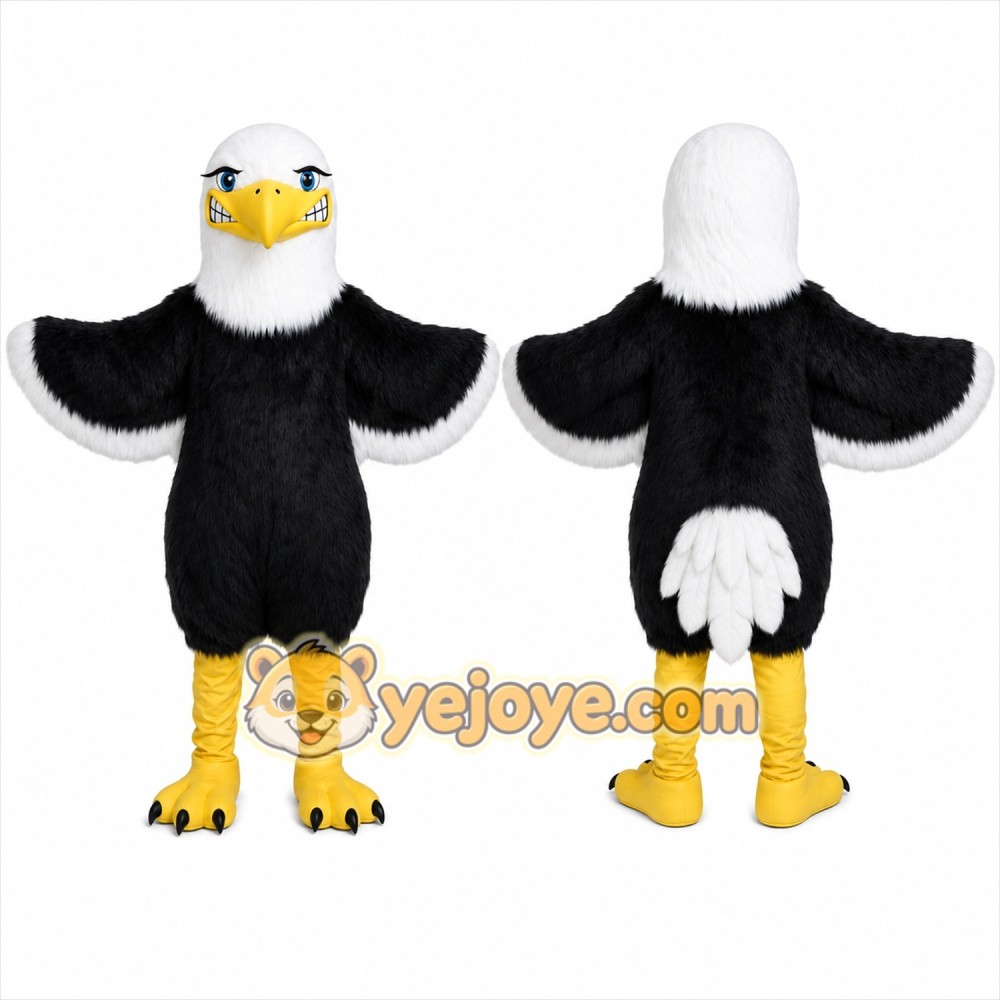 Black Eagle Mascot Costume with Custom Logo Black Eagle Mascot Costume with Custom Logo