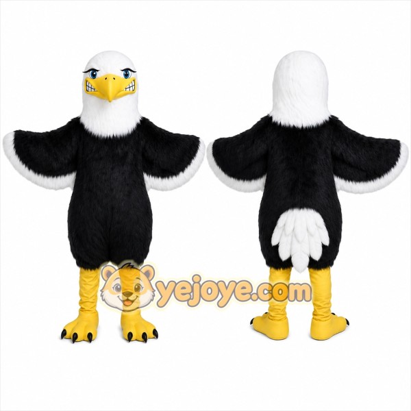 Black Eagle Mascot Costume with Custom Logo