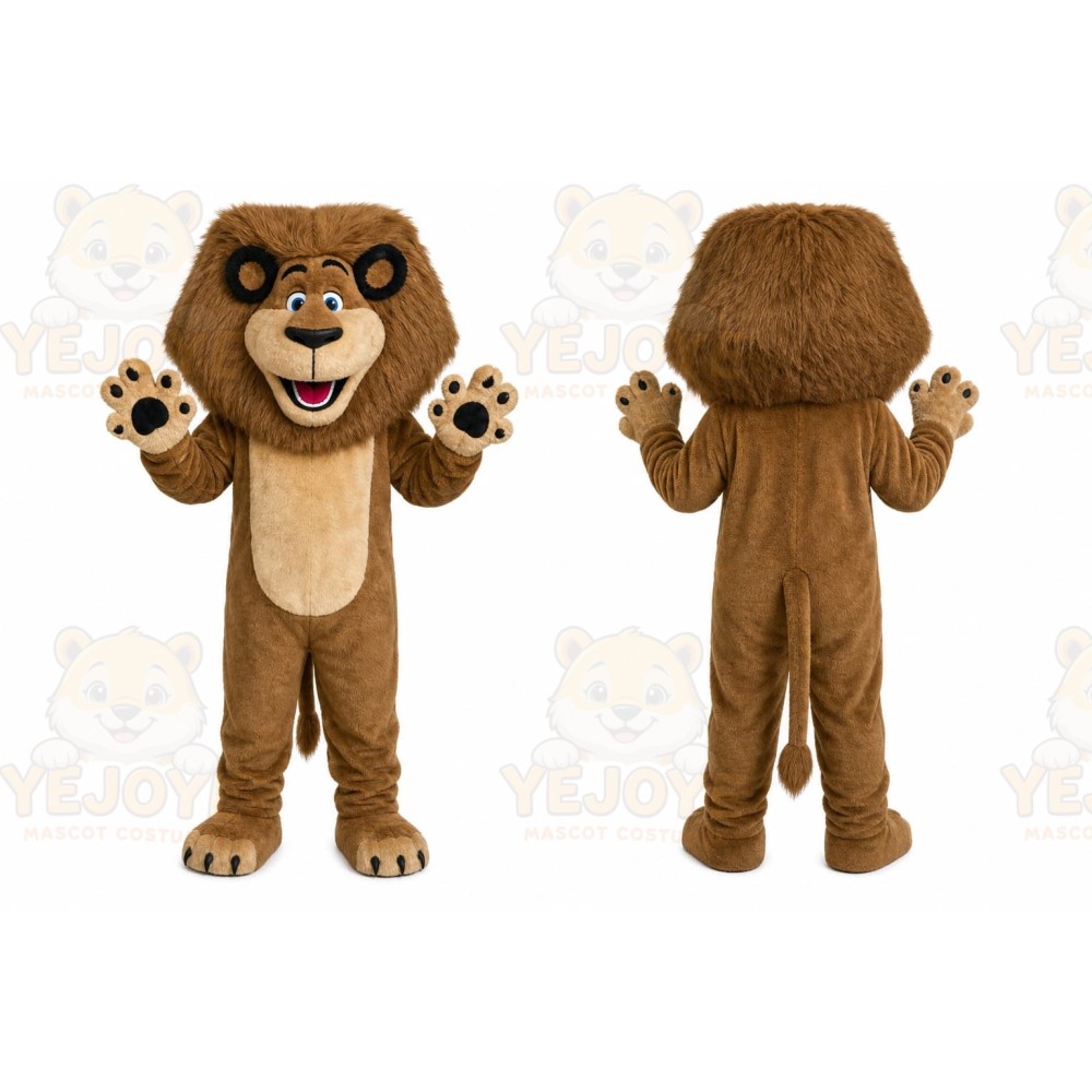 Brown Lion Mascot Costume with Custom Logo