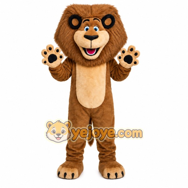 Brown Lion Mascot Costume with Custom Logo