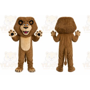 Brown Lion Mascot Costume with Custom Logo