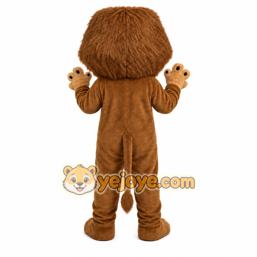 Brown Lion Mascot Costume with Custom Logo