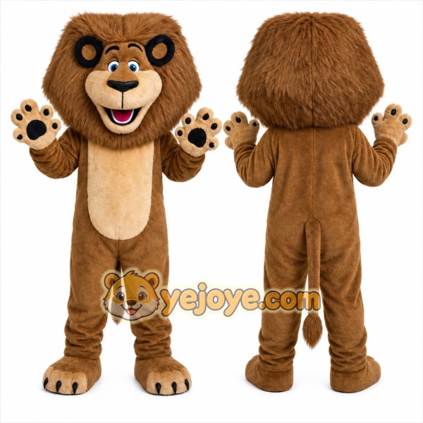 Brown Lion Mascot Costume with Custom Logo