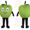 Green Apple Mascot Costume with Custom Logo
