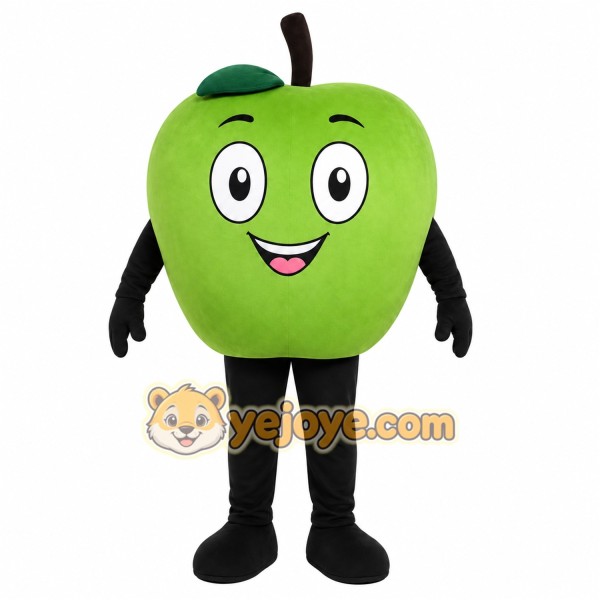Green Apple Mascot Costume with Custom Logo
