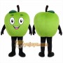 Green Apple Mascot Costume with Custom Logo