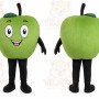 Green Apple Mascot Costume with Custom Logo