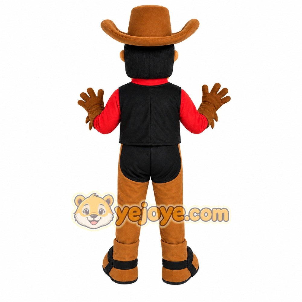 Brown Cowboy Mascot Costume with Custom Logo Brown Cowboy Mascot Costume with Custom Logo