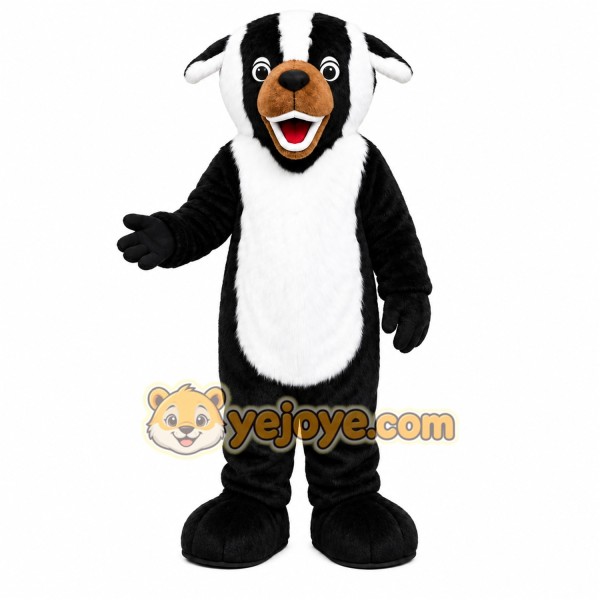 Black Skunk Mascot Costume with Custom Logo Black Skunk Mascot Costume with Custom Logo