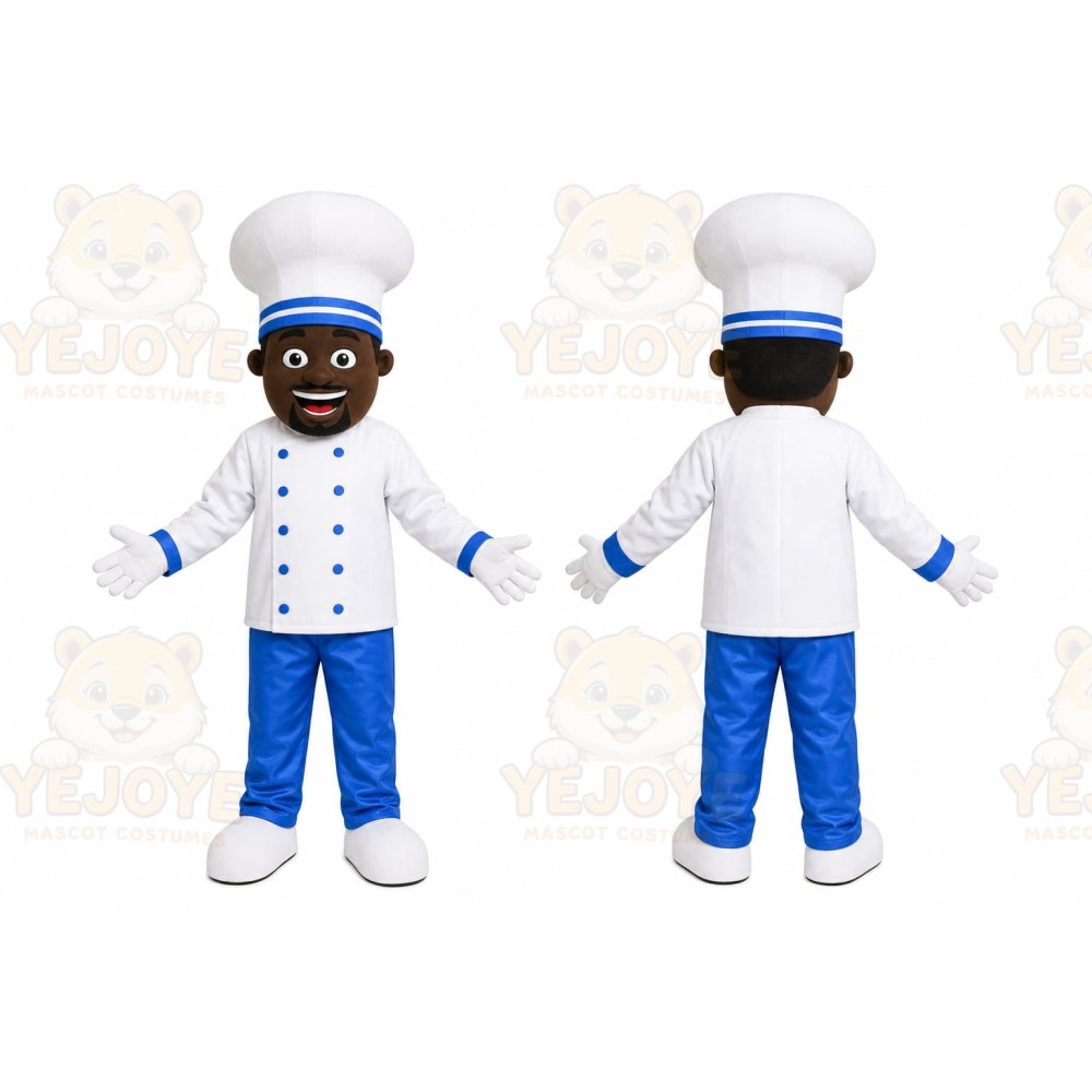 White Chef Mascot Costume with Custom Logo