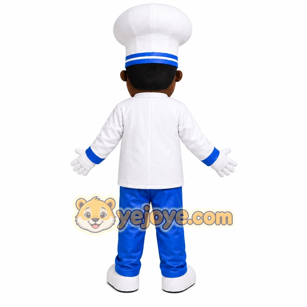 White Chef Mascot Costume with Custom Logo White Chef Mascot Costume with Custom Logo