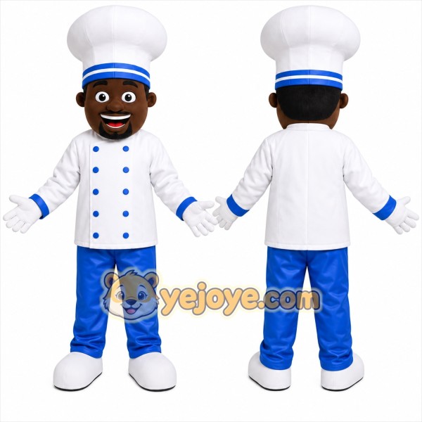 White Chef Mascot Costume with Custom Logo