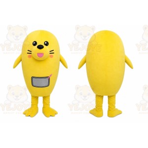 Yellow Seal Mascot Costume with Custom Logo