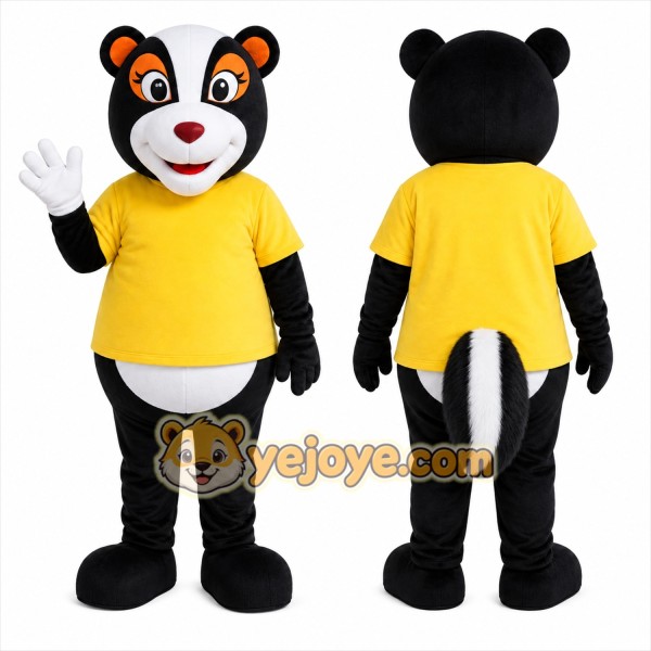 Yellow Bear Mascot Costume with Custom Logo