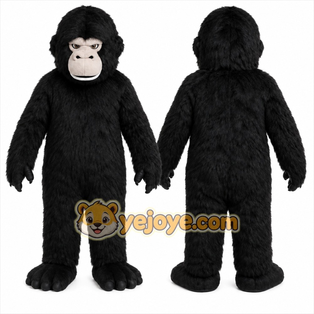 Black Gorilla Mascot Costume with Custom Logo Black Gorilla Mascot Costume with Custom Logo
