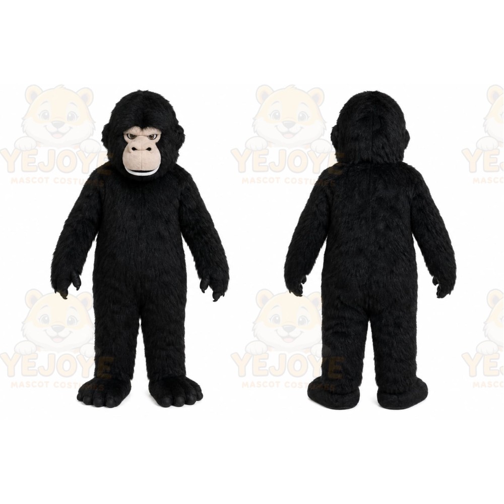 Black Gorilla Mascot Costume with Custom Logo