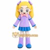 Purple Girl Mascot Costume with Custom Logo Purple Girl Mascot Costume with Custom Logo