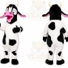 White Cow Mascot Costume with Custom Logo