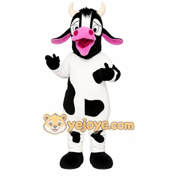 White Cow Mascot Costume with Custom Logo White Cow Mascot Costume with Custom Logo