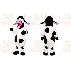 White Cow Mascot Costume with Custom Logo
