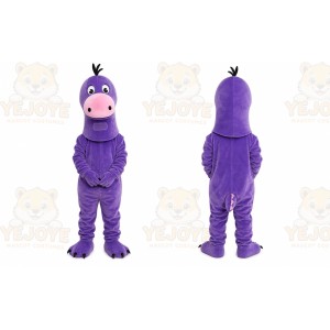 Purple Dinosaur Mascot Costume with Custom Logo