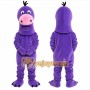 Purple Dinosaur Mascot Costume with Custom Logo