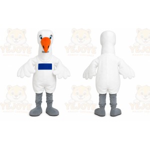White Bird Mascot Costume with Custom Logo