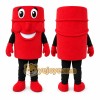 Red Cylindrical Mascot Costume for Events and Promotions