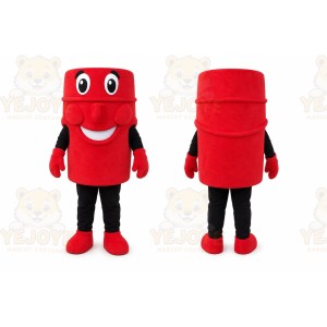 Red Cylindrical Mascot Costume for Events and Promotions