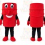 Red Cylindrical Mascot Costume for Events and Promotions