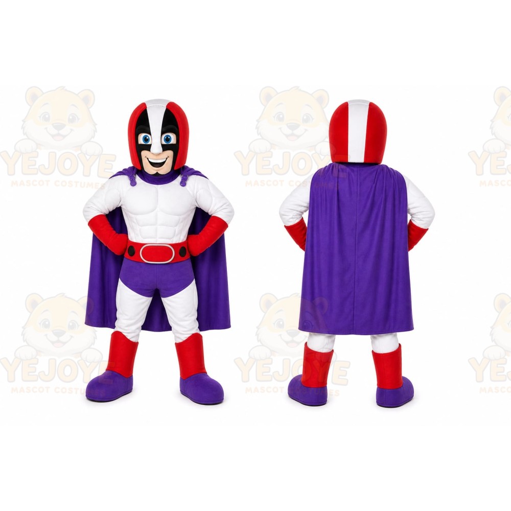 Purple Superhero Mascot Costume for Events and Promotions