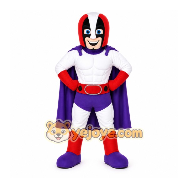 Purple Superhero Mascot Costume for Events and Promotions Purple Superhero Mascot Costume for Events and Promotions