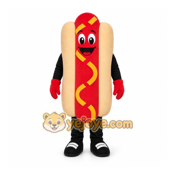 Beige Hot Dog Mascot Costume for Restaurant Promotions