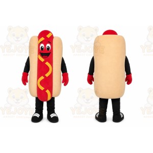 Beige Hot Dog Mascot Costume for Restaurant Promotions