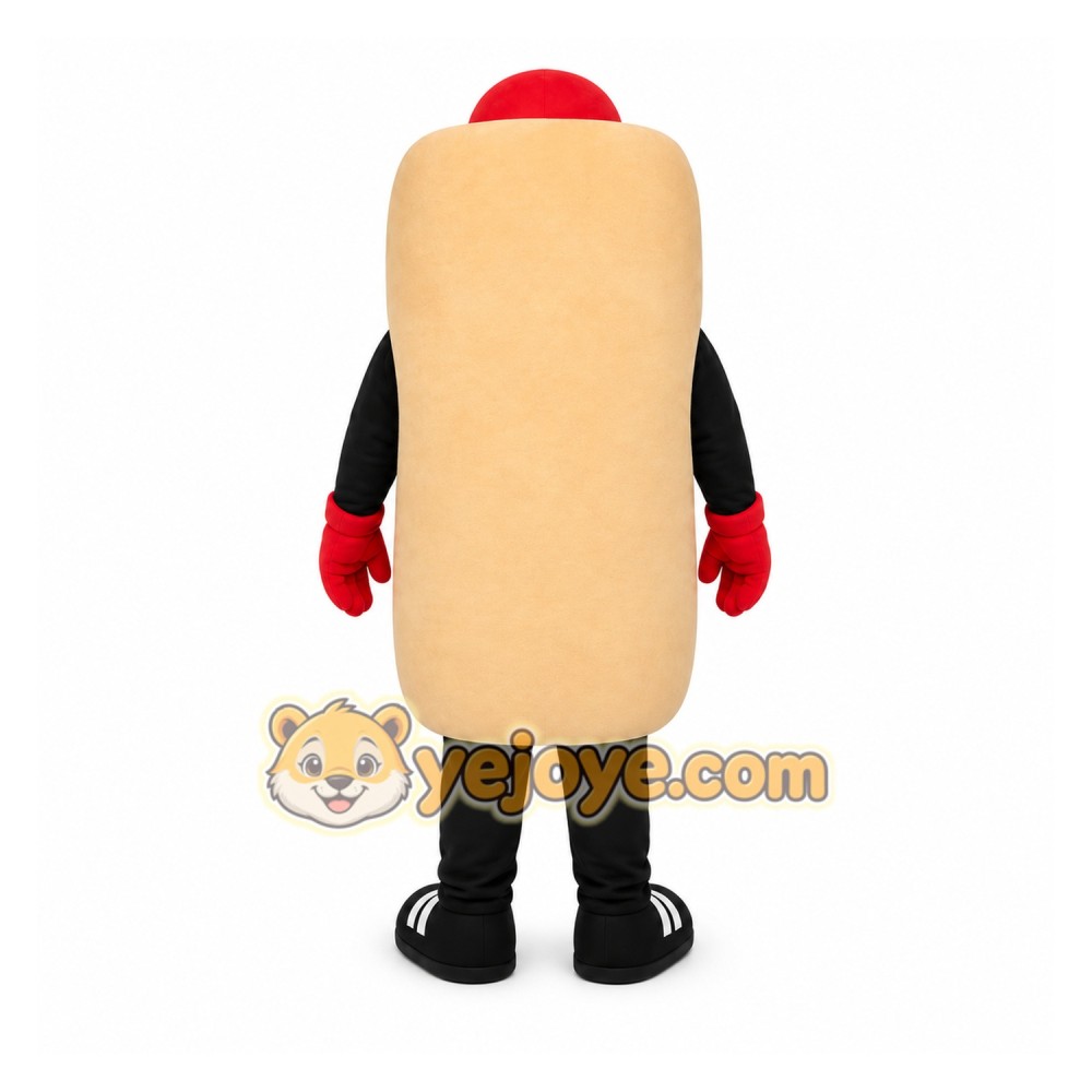Beige Hot Dog Mascot Costume for Restaurant Promotions Beige Hot Dog Mascot Costume for Restaurant Promotions