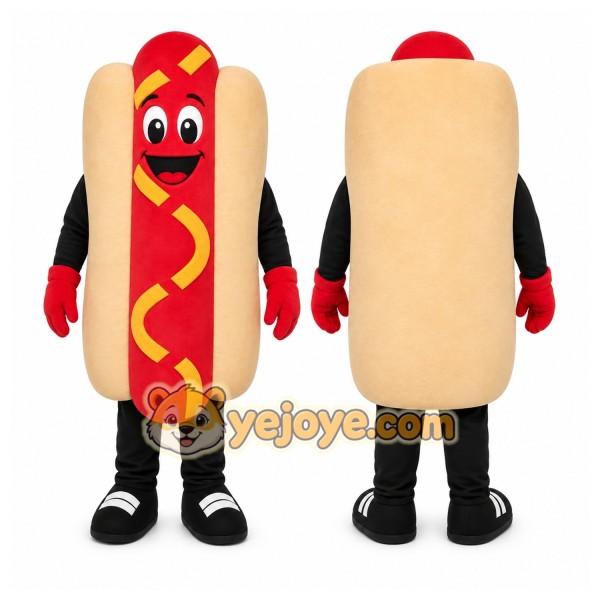 Beige Hot Dog Mascot Costume for Restaurant Promotions