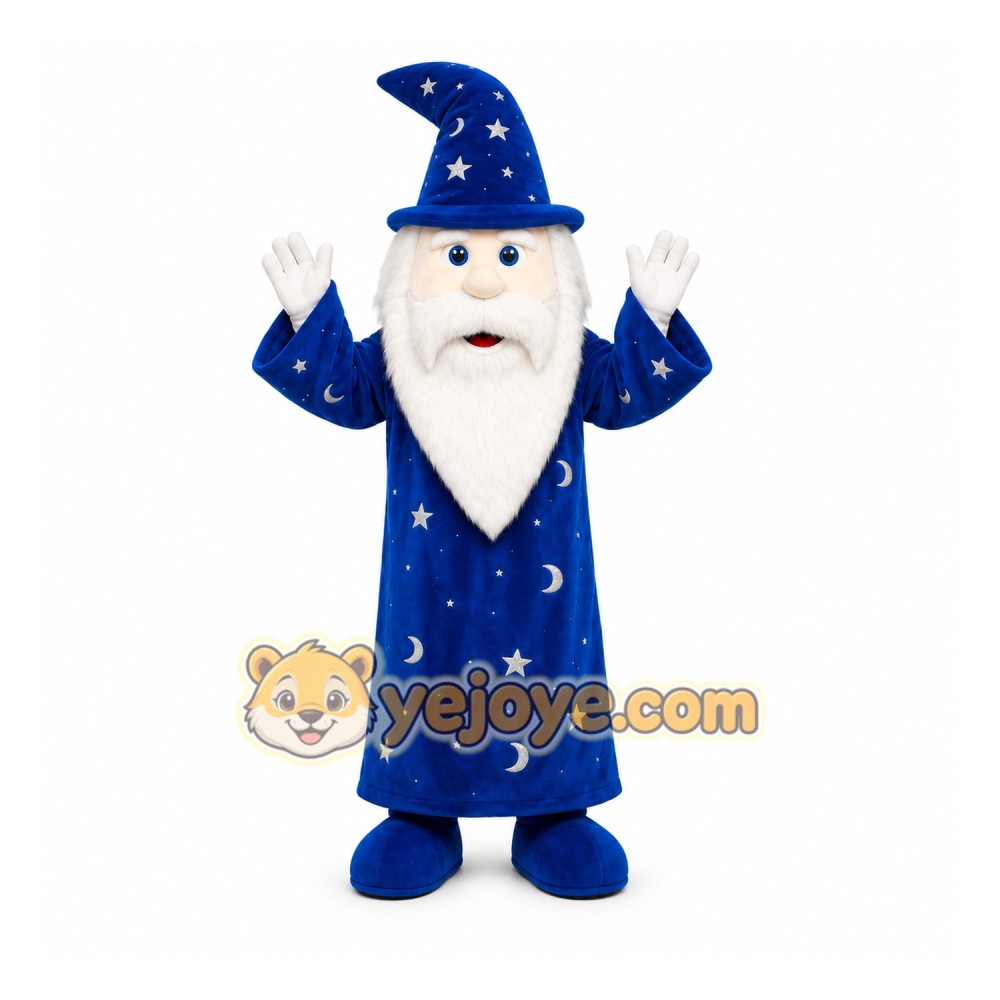 Blue Wizard Mascot Costume for Holiday Events Blue Wizard Mascot Costume for Holiday Events