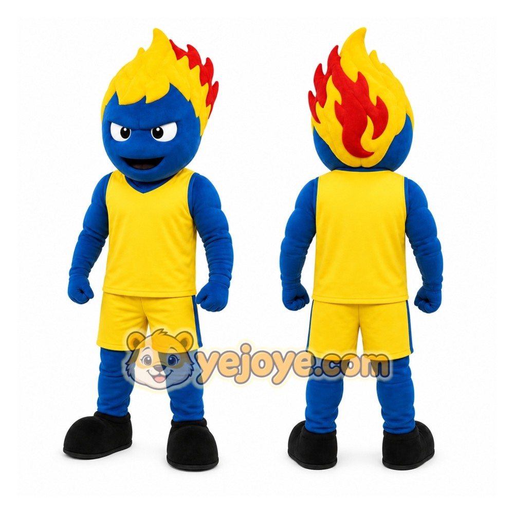 Yellow Flame Character Mascot Costume for Sports Events Yellow Flame Character Mascot Costume for Sports Events