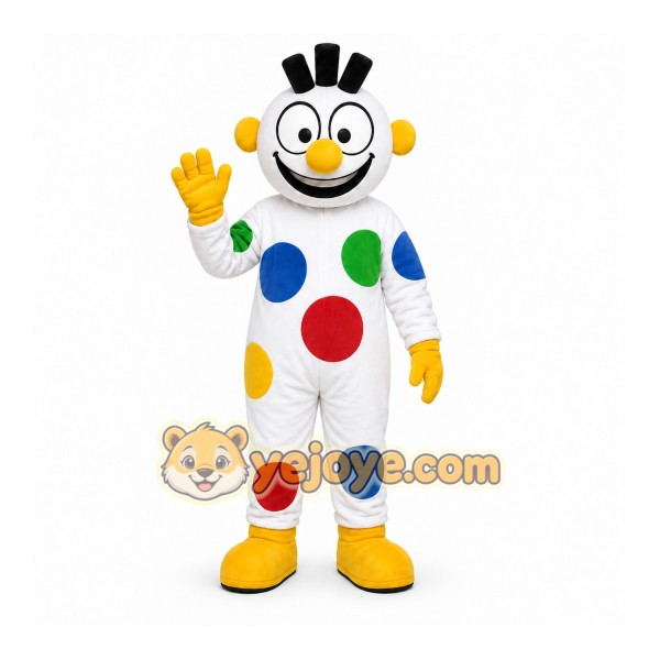 White Polka Dot Clown Mascot Costume for Events and Promotions