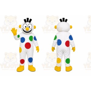 White Polka Dot Clown Mascot Costume for Events and Promotions
