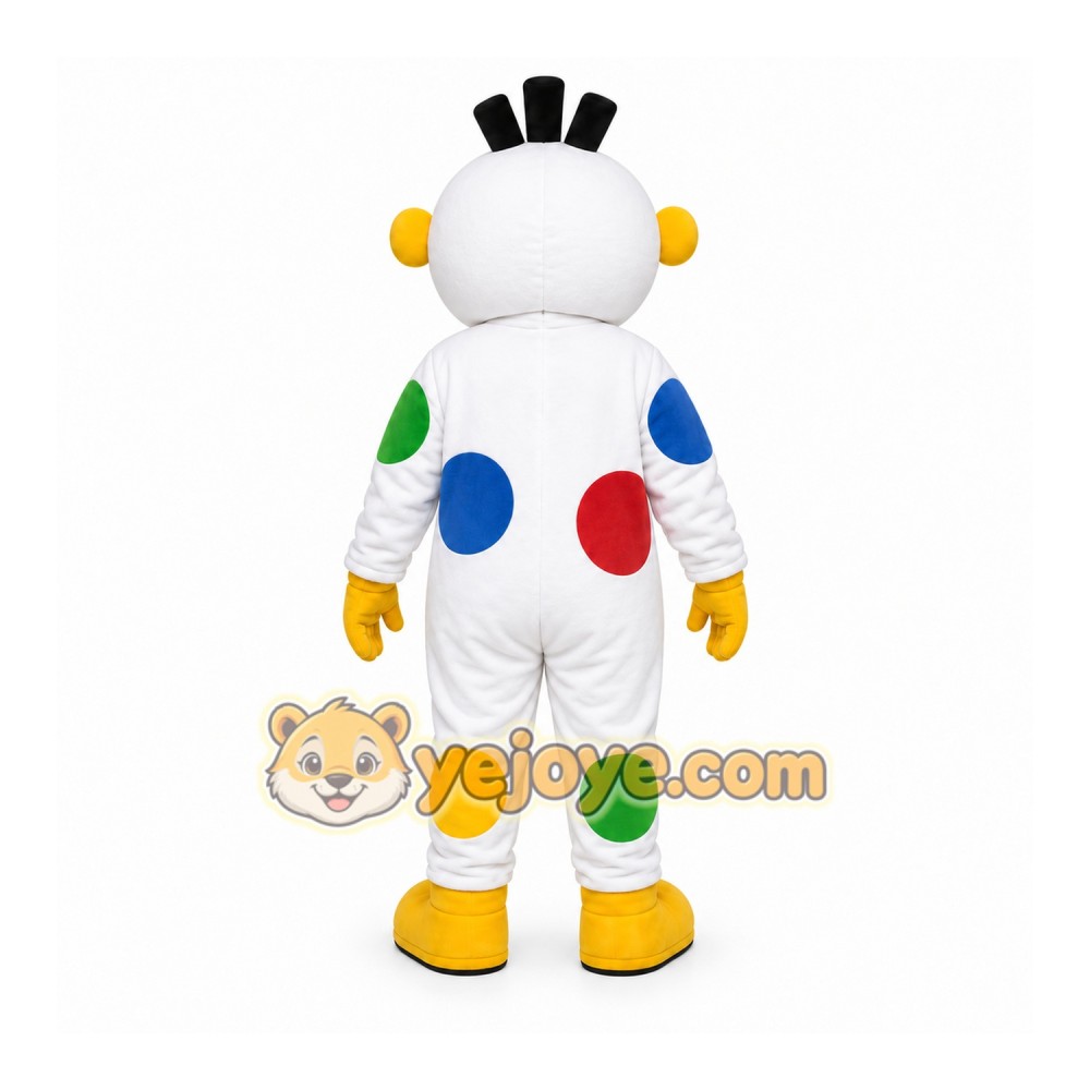 White Polka Dot Clown Mascot Costume for Events and Promotions White Polka Dot Clown Mascot Costume for Events and Promotions
