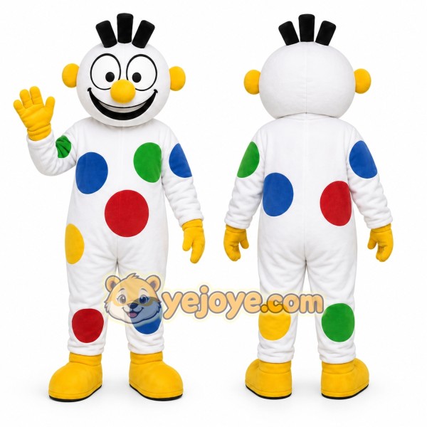 White Polka Dot Clown Mascot Costume for Events and Promotions