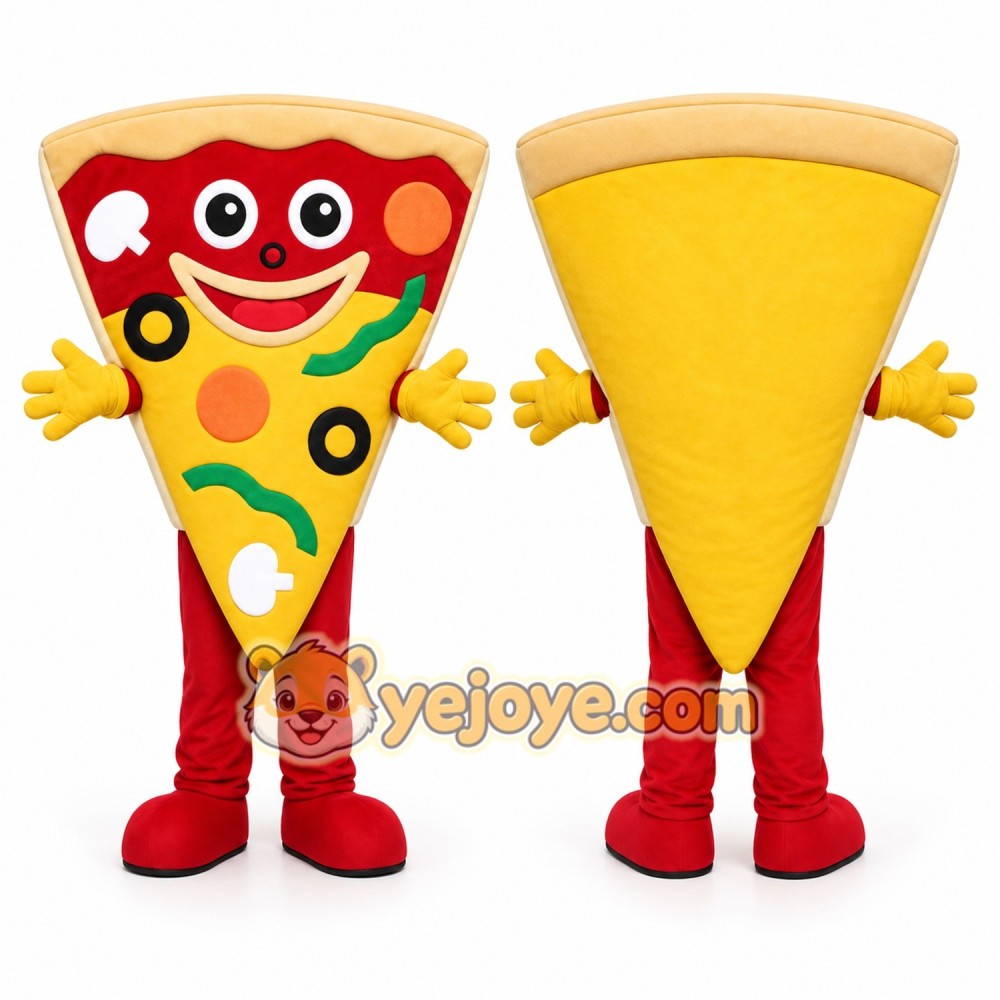 Red Pizza Slice Mascot Costume for Restaurant Promotions Red Pizza Slice Mascot Costume for Restaurant Promotions