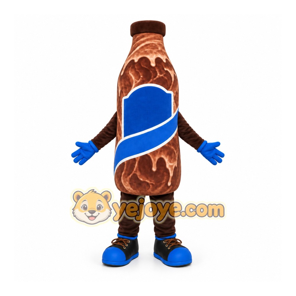 Brown Bottle Of Soda Mascot Costume for Events and Promotions Brown Bottle Of Soda Mascot Costume for Events and Promotions