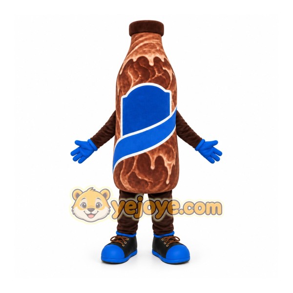 Brown Bottle Of Soda Mascot Costume for Events and Promotions Brown Bottle Of Soda Mascot Costume for Events and Promotions
