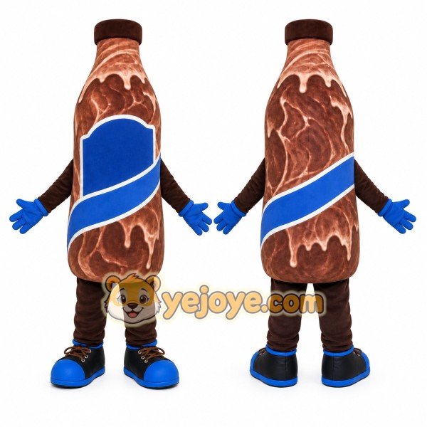 Brown Bottle Of Soda Mascot Costume for Events and Promotions